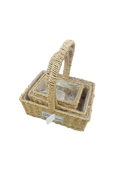 Epilons Square Natural Wicker Basket Set - 3-Piece Zenvi̇a-4567
