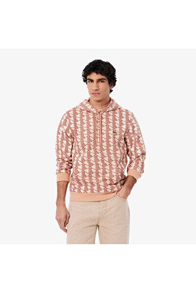 Lacoste Relaxed Fit Monogram Erkek Kahverengi Sweatshirt