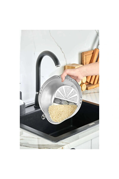 Epilons مصفاة الأرز والفواكه المصنوعة من الفولاذ المقاوم للصدأ، وعاء غسيل وتص...