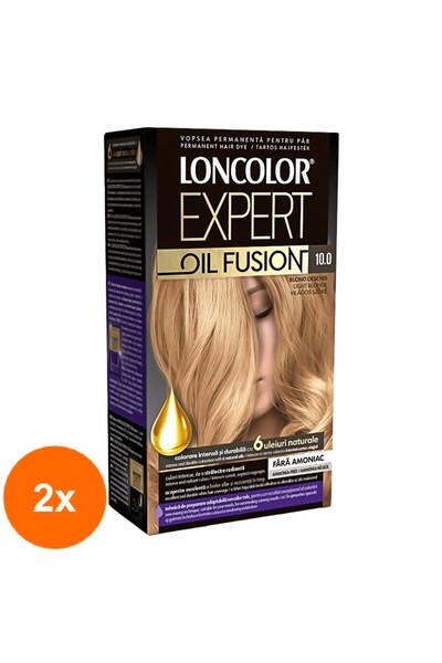 Loncolor Expert Set 2 x Vopsea de Par Permanenta fara Amoniac Oil Fusion 10.0...