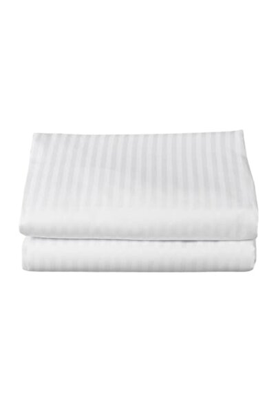 Kotonia Home Hotel Damask bed sheet with thin stripes, 100% cotton, White, 220x240 cm