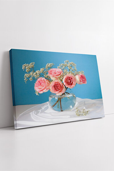 KOSS Dijital Ροζ τριαντάφυλλα Γυάλινο βάζο Σύνθεση λουλουδιών Πίνακας σε καμβ...