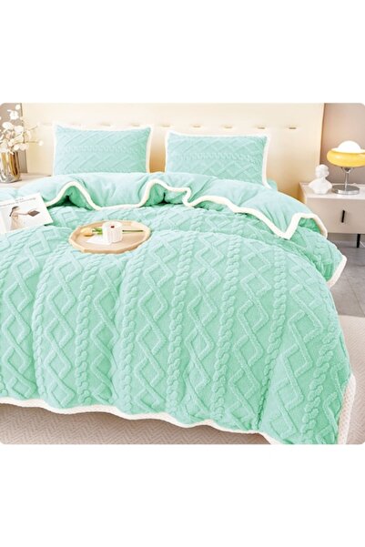 OEM Cocolino 4-piece double bedding set, plush microfiber, light green, 220x230 bed sheet