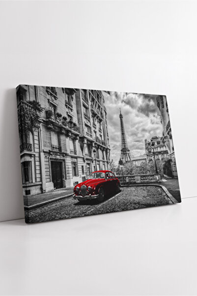 KOSS Dijital Peisajul Turnului Eiffel din Paris, mașină clasică roșie și stra...