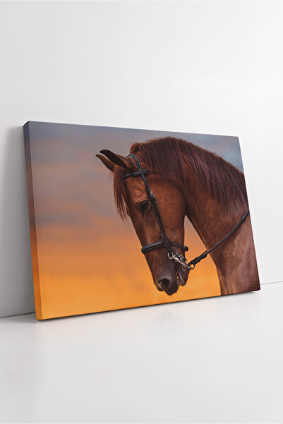 KOSS Dijital Pictură pe pânză cu portret de cal castaniu, cu tematică romanti...