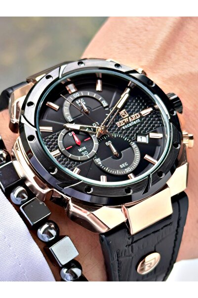 Reward Siyah Renk Deri Kordon Fonksiyonlu Orjinal Kilit Erkek Kol Saati + BİL...