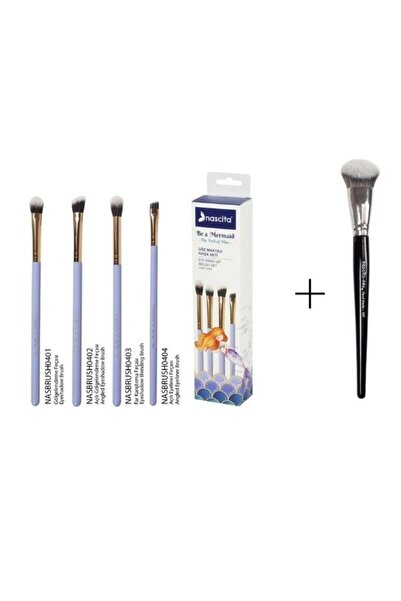 nascita Be a Mermaid Mermaid Series Eye Makeup Brush Set - 87+Pro Plus Angled Foundation Brush - 287