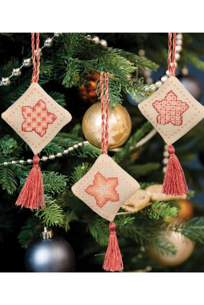 Anchor Colectie de Anul Nou Decoratiuni pentru copac Ornament pentru copac Kit de broderie cu punct de cruce (Pătrat de aur roz)