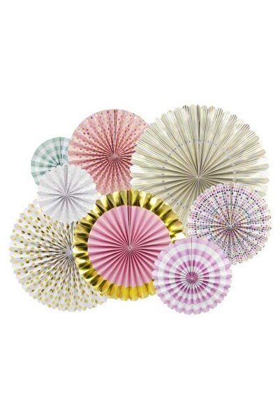 Generic 8-Piece Party Wall Decoration Hanging Paper Fans Set
