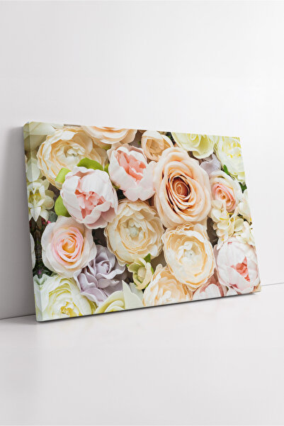 KOSS Dijital Pastel Tone Flower Bouquet Detailed Floral Composition Canvas Pa...