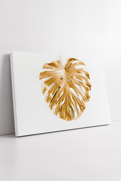 KOSS Dijital Artă minimalistă a plantelor cu frunze de monstera aurie, pictur...