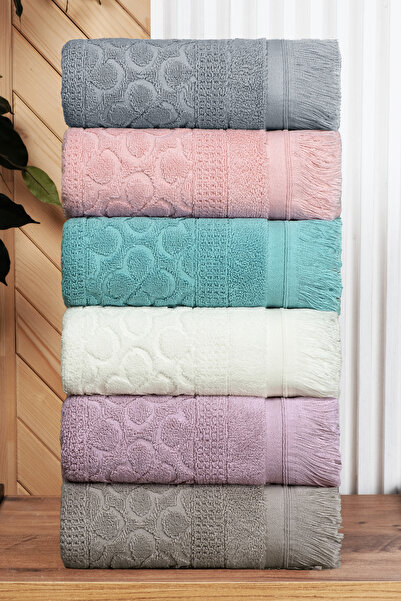 Bersay طقم مناشف روبي 6 قطع 50×90، قطن 100٪ ممشط، فاخر، للوجه واليدين والشعر – ناعم، ماص ومتين