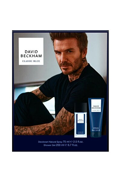 David Beckham Men's Gift Box Classic Blue, Deodorant Spray 75 ml, Shower Gel 200 ml