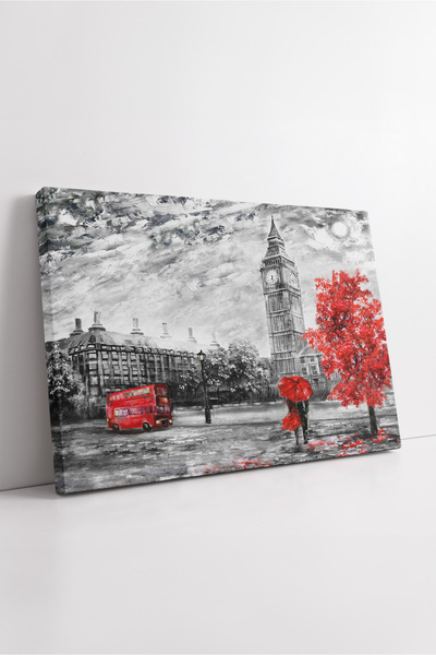 KOSS Dijital Λονδίνο Μπιγκ Μπεν Κόκκινο Λεπτομερές Τοπίο Πόλης Ρομαντικό Καλλ...