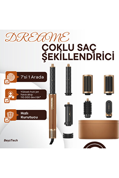 Dreame Premium 7-in-1 Saç Şekillendirici – Fön, Bukle, Düz & Hacim Tek Cihazda, Hızlı Jet Kurutma