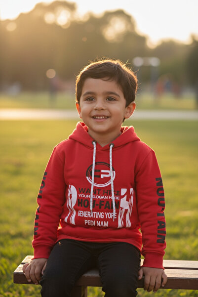 Erkek çocuk basıklı kapşonlu sweatshirt