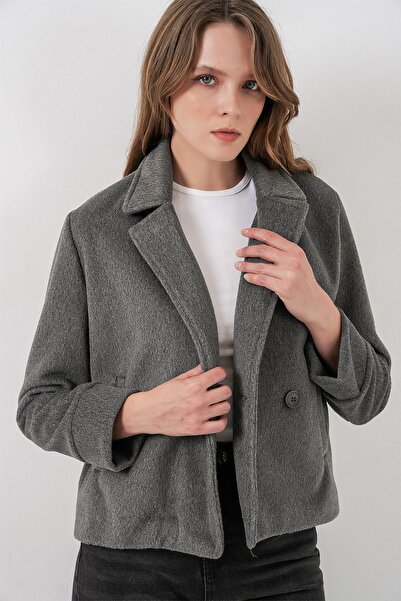Hiccup Bdart Textured Double-Breasted Collar Jacket