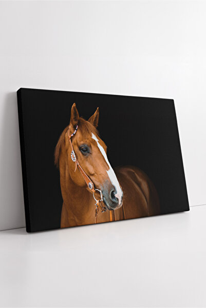 KOSS Dijital Pictură pe pânză cu portret de cal brun, cu postură elegantă, te...