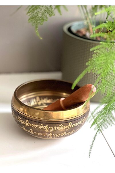 Miamantra Pirinç Tibet Ses Çanağı -10,5 cm/Meditasyon Çanı, Yoga Çanı, Singing Bowl, Tokmaklı Set