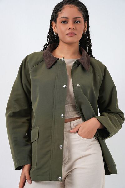 Hiccup Bdart Buttoned and Pocketed Gabardine Jacket