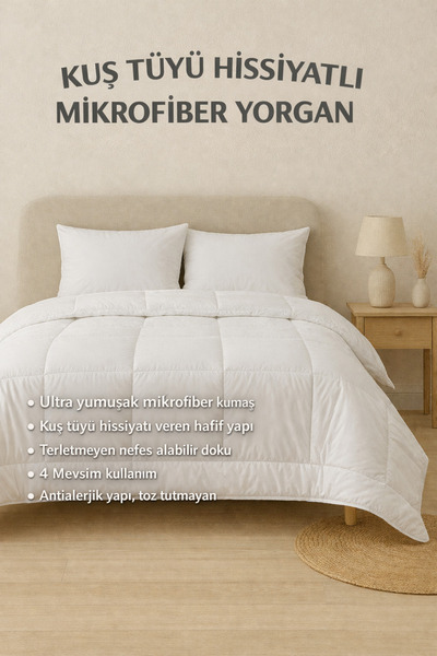 tanış home Kuş Tüyü Hissiyatlı Mikrofiber Yorgan – Terletmeyen Konfor TEK KİŞ...