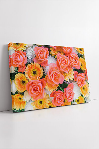 KOSS Dijital Πορτοκαλί τριαντάφυλλα και κίτρινο σύνθετο λουλουδάτο σχέδιο ζωη...