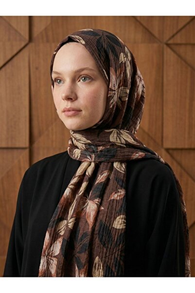 aldyoo Lilyum Pattern Muslin Shawl Brown