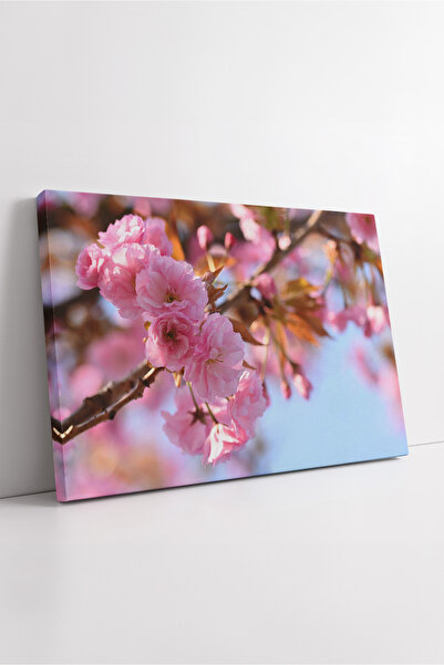 KOSS Dijital Pink Cherry Blossoms Spring Branches Canvas Painting Pastel Tones Aesthetic Modern Wall Decor