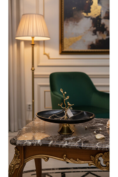 Montdekor Handmade Marble Stone Plate with Bronze Pattern (18X30X30 cm)