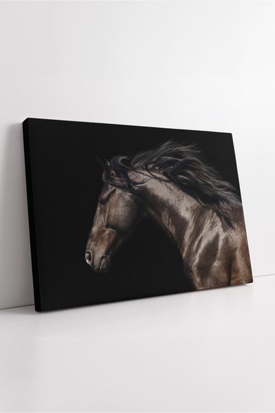 KOSS Dijital Portret de cal în mișcare pe fundal negru, stil modern elegant ș...