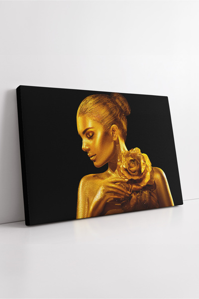 KOSS Dijital Portret de femeie cu strălucire aurie, pictură modernă, artistic...