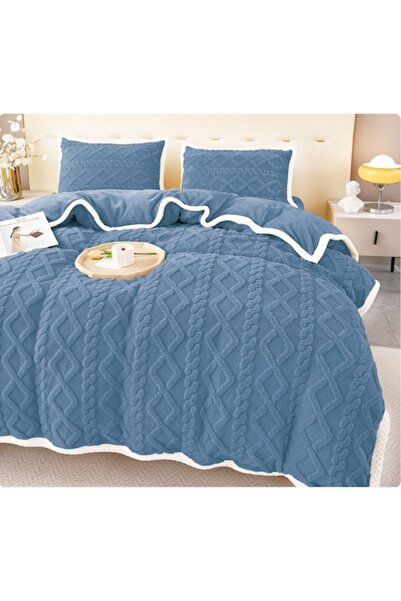 OEM Cocolino double bed linen set, 4 pcs, plush microfiber, 220x230/200x230, dusty blue