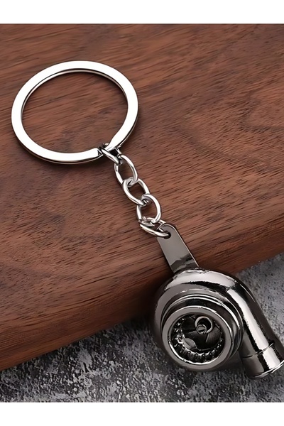 ŞEN AKSESUAR Turbo Engine Dark Black Keychain Vehicle Accessory 3D Metal Keyc...