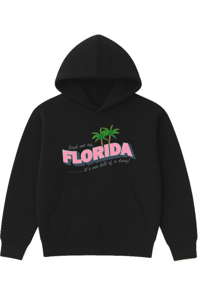 VSRN Φούτερ με στάμπα Florida Design, μεγάλου μεγέθους, μαύρο, με κουκούλα