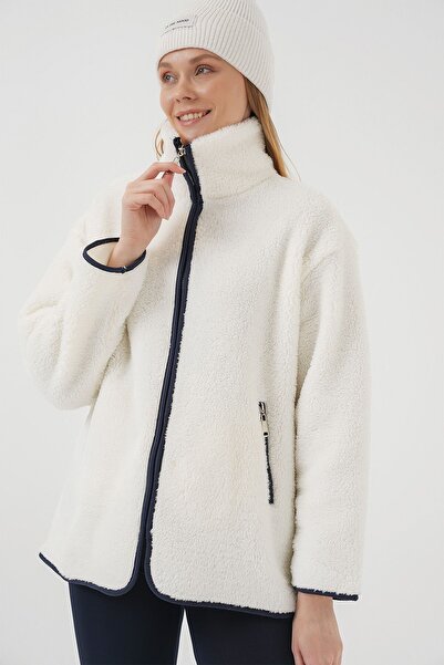 Hiccup Bdart Zippered Piped Detail Plush Jacket