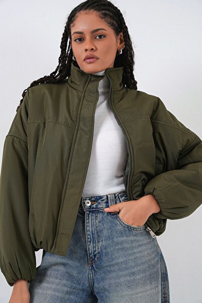 Hiccup Bdart Zippered Collar Thick Bomber Coat