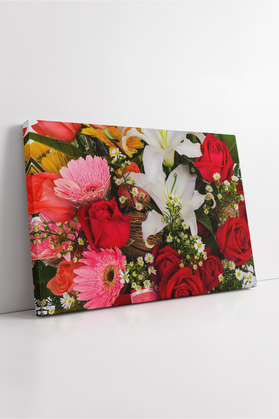 KOSS Dijital Лили, роза и лилиум Детайлна картина върху платно Създаване на е...