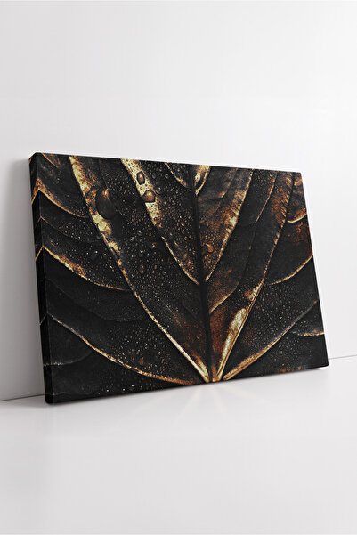 KOSS Dijital Bronz închis, frunze aurii, model cu picături de apă, modern, elegant, decor pentru birou, pictură pe pânză