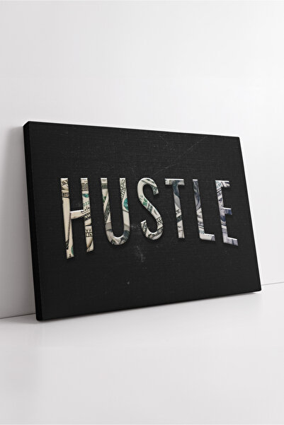 KOSS Dijital Pictură pe pânză cu tematică de bani, cu scrisul Hustle, motivar...