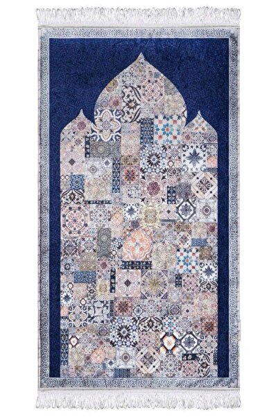 Generic Premium Quality Prayer Mat for Muslims –White & Gold Elegant Design –Soft & Lightweight Islamic rug
