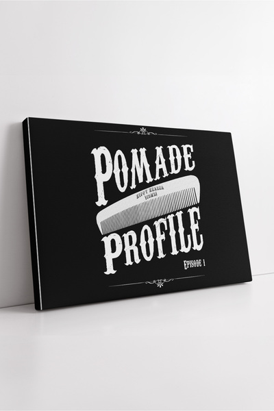 KOSS Dijital Pomade Profile Design de text Retro Barber Fundal negru Stil mas...