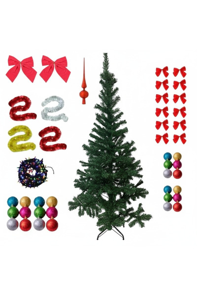 Herum Artificial Christmas tree, installation, bows, balls, top, metal stand, 180 cm