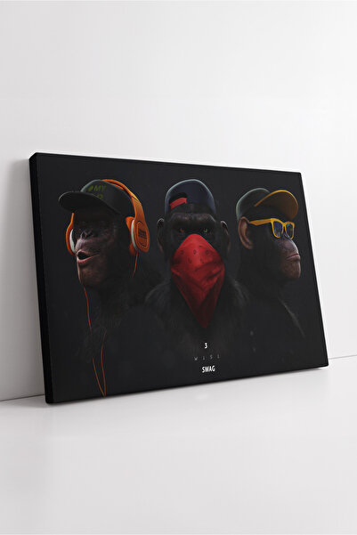 KOSS Dijital Stil hip hop trei maimuțe personaj pictură digitală pe pânză dec...