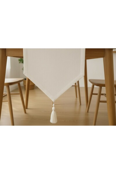 TECHTACT مفرش طاولة فاخر مزين بشراشيب مقاس 35 × 150 سم، مفرش طاولة مزخرف أنيق...