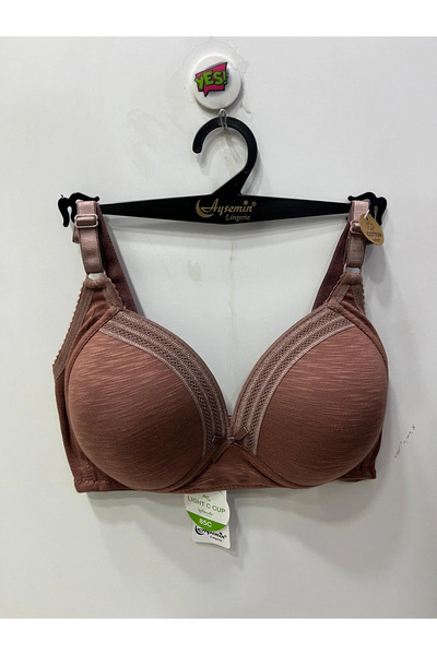 NERGIZ Women's Underwire-Free Cotton Shaping / Sculpting Striped Detail Brown...