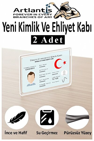 Artlantis Kimlik Ehliyet Kabı Şeffaf 2 Adet Yumuşak Esnek Şeffaf Kırılmaz Kre...