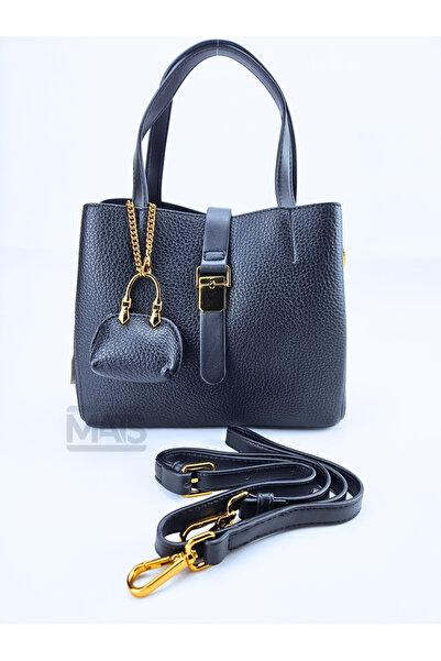 DSN Siyah Mini Çantalı Altın Tokalı El Ve Omuz Çantası