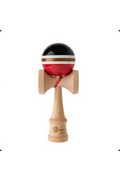 First Choice Wooden Kendama 19cm with Shiny Colored Ball and Red String, Stamped and Engraved