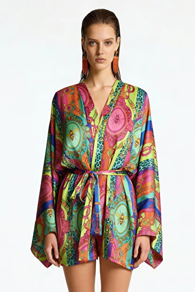 Feu De Elu Robă scurtă din satin Fumee Melia / Kimono