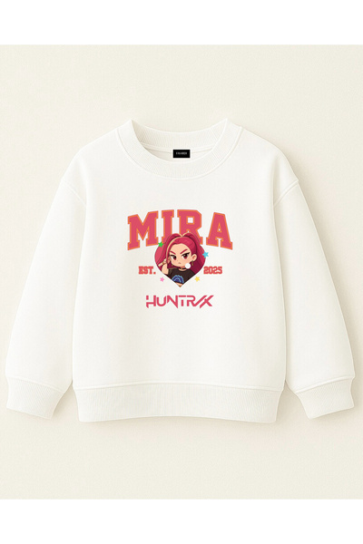 fasardi Kpop Demon Hunters Huntrix Mira Printed Oversized 3 Thread Non-Shardons Long Sleeve Girls' Sweatshirt